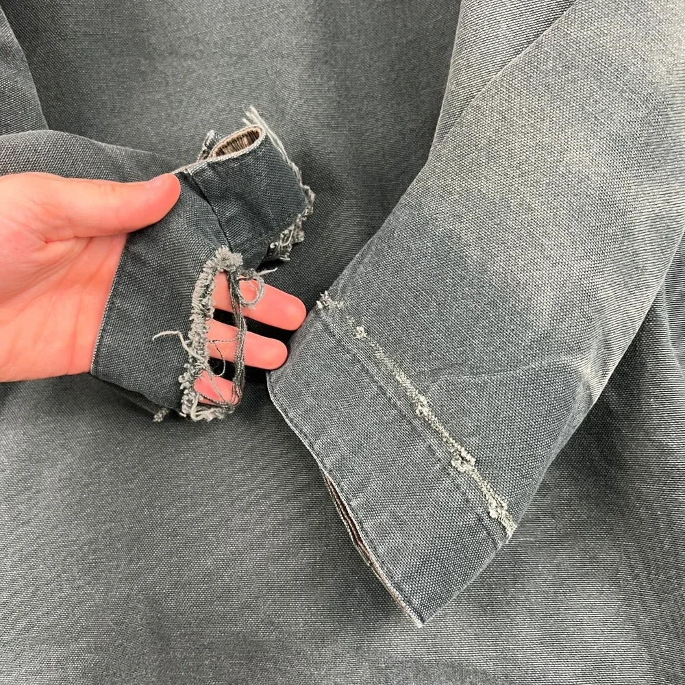 VTG L.L. Bean Jacket Women's Large Green Primaloft Lined Canvas Barn Field Coat - Picture 8 of 10